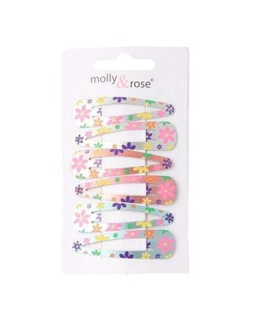 Set of 6 Daisy Flower Print Metal Hair Clips Snap Bendies Sleepies 5cm (2") - Buy Online on GoSupps.com