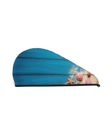 Shells and Starfish Microfiber Hair Towel Soft Super Absorbent Hair Towel Wrap for Women Coral Velvet Quick Dry Hair Cap for Long Curly and Thick Hair