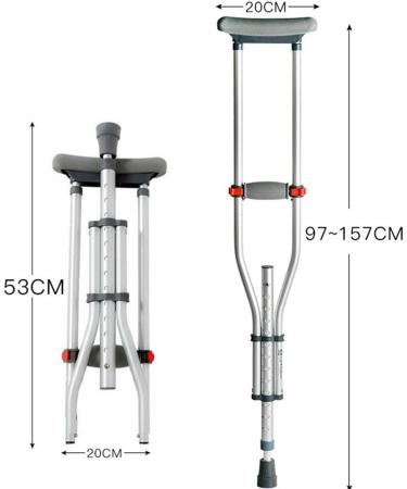 GagalU Folding Underarm Adult Crutches 24 Height Adjustable Portable Medical Crutches Lightweight Aluminum Alloy Suitable for Height 140-200Cm - Buy Online on GoSupps.com