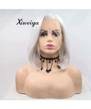Xiweiya wig short blond hair bob wig synthetic blonde lace front wig for women heat-resistant fiber short blonde 35.6 cm
