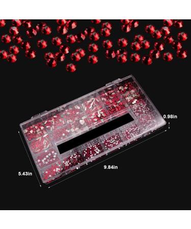 3100Pcs Red Nail Rhinestones by HOINCO - DIY Nail Art Gems & Charms with Tweezers | Perfect for Nail Design - Buy Online on GoSupps.com