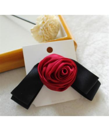 gaobaozhu Rose Black Bow Vintage Style Fabric Flower Hair Clip Women's Butterfly Knot Suitable for Dating and Daily Dressing - Buy Online on GoSupps.com