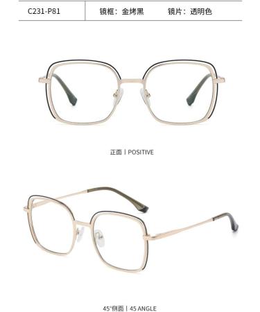 Metal Square Frame Blue Light Blocking Glasses for Men & Women | Anti-UV Computer Reading Glasses - Gold-Black 51mm - Buy Online on GoSupps.com