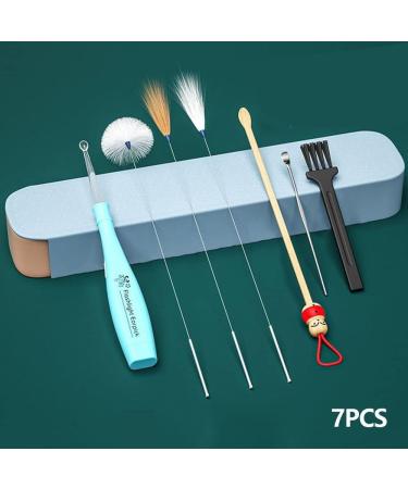 Ear Massage Set with Goose Feather Stainless Steel Earwax Cleaner Kits - 10pcs Ear Pick Curette and Remover Spoon - Buy Online on GoSupps.com