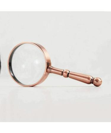 Portable 10X Antique Copper Handheld with Wooden Handle and Real Glass Best Reading Magnifier for Elderly Full of Stars