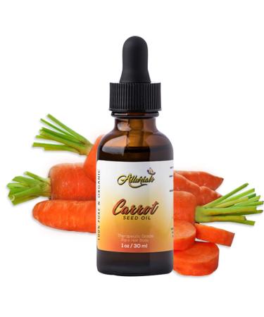 Carrot Seed Oil  100% Pure & Organic, Unrefined, Cold Pressed, All Natural, aceite de zanahoria - Daucus Carota- Essential Carrot Moisturizer for Skin, Face and Hair Growth - by Allurials (1 Oz) 1 Fl Oz (Pack of 1)