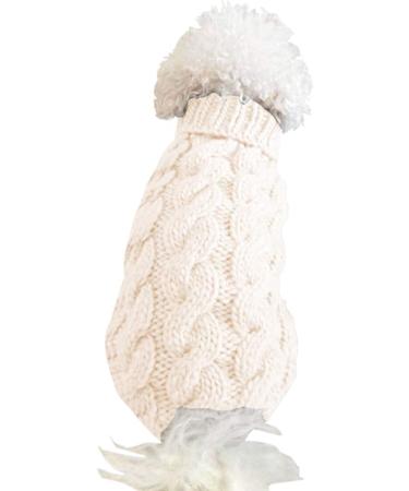 Shop Famkit XL White Pet Dog Turtleneck Sweater Warm Knitwear for Dogs (11-13.2lb) - Fashionable Outwear & Collar Roll - Buy Online on GoSupps.com