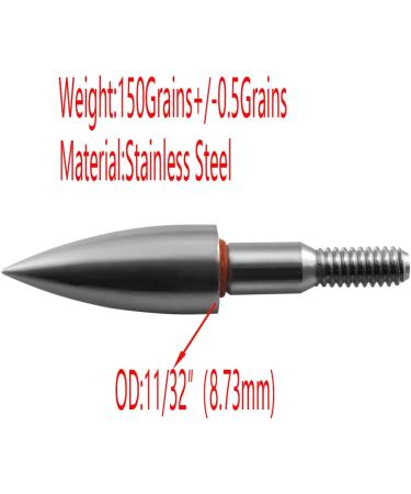 Stainless Steel Archery Field Points 11/32''-S 150 Grains - 12 PCS - Screw-In Tips - Buy Online on GoSupps.com