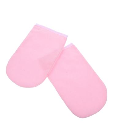 Moufles de Spa Hydratantes en Cire Chaude Taille 25x15 Cm Couleur Rose Bord Blanc Soin des Mains Femmes Usage Spa Mains