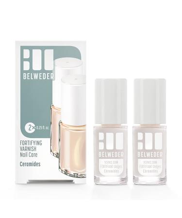BELWEDER x2 Fortifying & Hardening Nail Polish with Ceramides 2x7.5 ml For Weak Split and Brittle Nails Semi-Transparent Fortifies Seals & Protects Enriched with Vegetable Ceramides