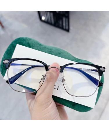 PARWANA Anti Eye Strain Computer Readers Eyewear Reading Glasses HD Flat Light Mirror for Women/Men +0.00 Black-gun