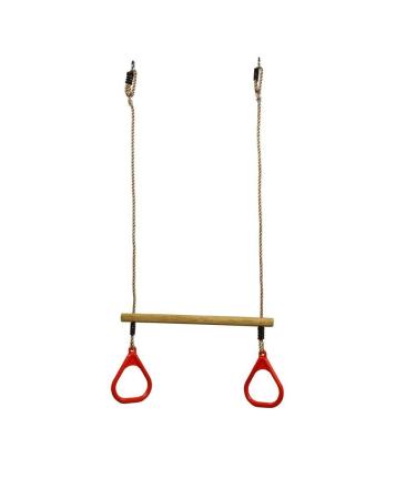 HUAWELL Swing Sets for Backyard, Monkey Bars & Swingset Accessories - Set - Wooden Trapeze Swing Bar Rings-Outdoor Play Equipment (Red)