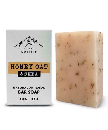 iHeart Moisturizing Honey Oat & Shea Butter Soap - Rich Creamy Lather  Nourishing and Gentle for All Skin Types - Gentle Exfoliant  Deep Hydration - Last 3x Longer (Large 6 Ounce)