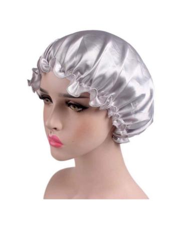 SUPERLIKE Sleeping bonnet for Girls Women Head Cover Night Cap Chemotherapy Hats for Women Slivery Color