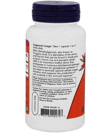 Now Foods DMG (Dimethylglycine) 125mg 100vcap - Buy Online on GoSupps.com