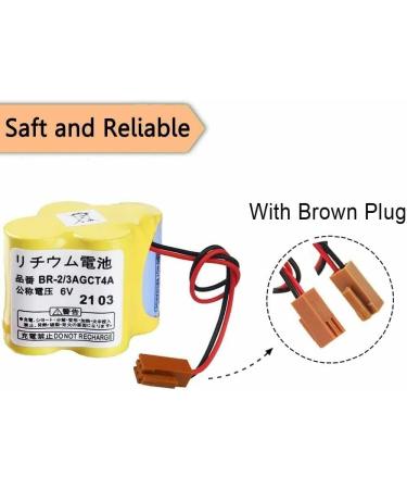 Buy 3-Pack 6V BR-2/3AGCT4A Replacement Battery 4400mAh for FANUC CNC System Non-Rechargeable Brown Plug Fast International Shipping - Buy Online on GoSupps.com