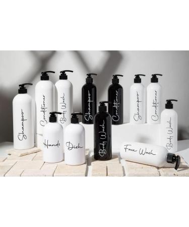 Alora Home Essentials Reusable Shampoo and Conditioner Bottles - Set of 3 Matte Black Permanent Stylish Labels 16oz Pump Bottle Dispenser Body Wash Plastic Refillable (MBBW16) Set of 3 (16oz) Black - Buy Online on GoSupps.com