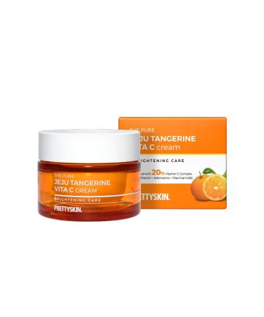 PRETTYSKIN Pure Tangerine Vitamin C Face Cream 1.75 fl.oz. Lightweight Non-Sticky Moisturize With Jeju Tangerine Extract Vitamin Complex | Korean Skincare for Hydration & Skin Support