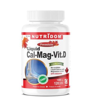 Nutridom Calcium Magnesium Vitamin D3-750mg/250mg/5mcg - Cal Mag Supplement with Vitamin D - Promotes Healthy Bones and Teeth - Softgels Non-GMO Gluten-Free Soy and Dairy Free (120 Count)
