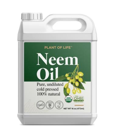 Neem Oil by PIant of Life USDA Certified Organic OMRI Listed 100% Pure Natural Cold Pressed Neem Seed Oil Multi Purpose (16 oz (473ml)) 473 ml (Pack of 1)
