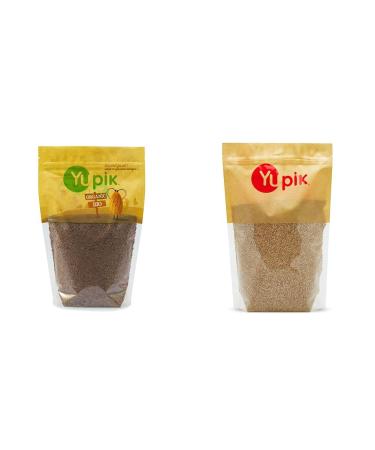 Yupik Organic Brown Flax Seeds Non-GMO Vegan Gluten-Free 1Kg & Sesame Seeds (Natural) 1Kg Brown Flax Seeds + Sesame Seeds (Natural) 1Kg 1 kg (Pack of 1)