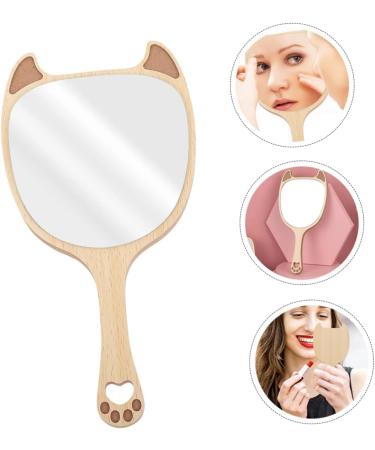 FOMIYES Wooden Handheld Vanity Mirror for Women - Travel Makeup Mirror with Wood Handle - Miss Wooden Mirror for Makeup on-the-go - Buy Online on GoSupps.com