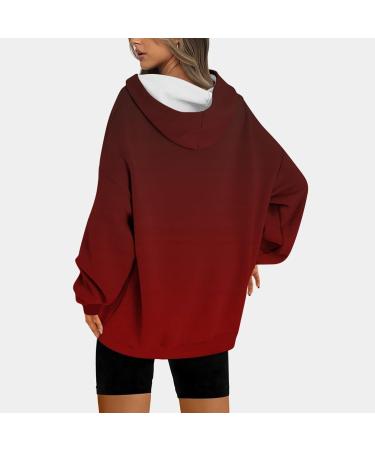 oelaio Women and Winter Long Sleeved Printed Hooded Sweater Jacket Red Medium - Buy Online on GoSupps.com