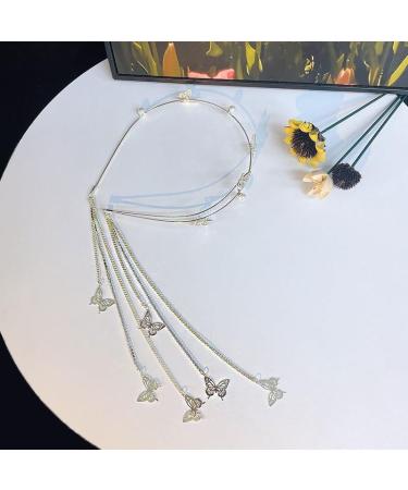 fdsmall Rhinestone Headband Silver Wedding Butterfly Headband Crystal Tassel Headband for Women Sparkly Rhinestone Head Chain Headwear Headpieces Hair Accessories for Women and Girls (Gold) - Buy Online on GoSupps.com