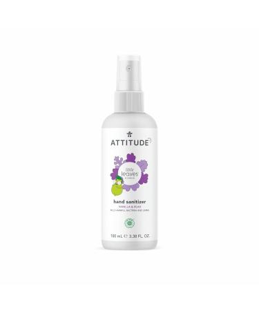 ATTITUDE Hand Sanitizer Spray for Kids Perfect Travel Size Format Kills Bacteria and Germs Vegan and Cruelty-Free Vanilla and Pear 3.5 Fl Oz