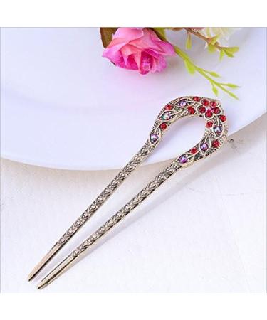 Hair Clips Vintage Hair Accessories Antique Bronze Gold Plated Clip U-shaped Hair Clip Pin Rhinestone Flower Hair Accessories Blue Hair Clips (Size : 1) - Buy Online on GoSupps.com