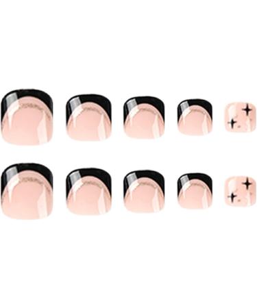 FEIlei False Toenails French Style Artificial Short Toenails Full Cover Toe Nails Gifts - Buy Online on GoSupps.com