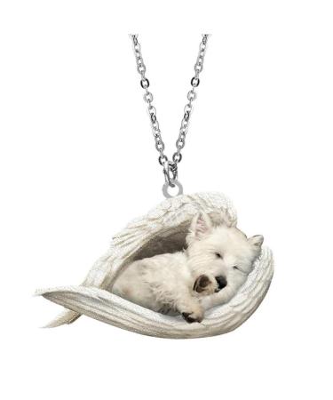 Eirzngxq sleeping dog necklace pet necklace cute angel necklace dog sleeping angel follower personality gifts for dog lovers B unit size