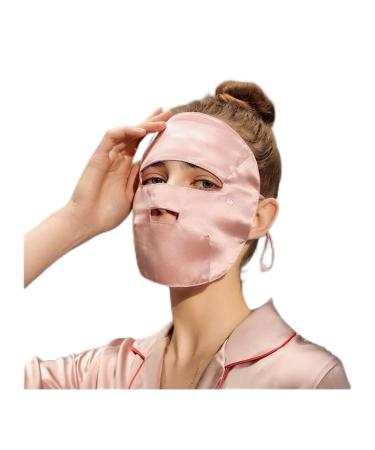 NAERTFD sun protection mask summer lady's full face-sun protection mask breathable ice silk veil outdoor sports sun protection mask (size: pink)