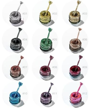 Gel Liner Nail Polish 12 Colors Kit for Hook Painting Shiny Varnish Platinum NAI Art for Christmas - (Color: 1-12) - Buy Online on GoSupps.com