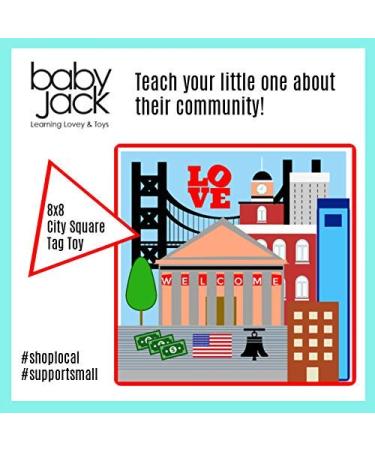 Baby Jack & Co 8x8 Learning Lovey Philadelphia Tag Toy for Babies - Crinkle Soft Toy - USA Cities & Shapes - BPA Free - Ideal Baby Gift - Buy Online on GoSupps.com