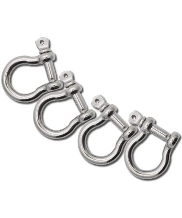 SMTUNG 304 Stainless Steel Bow Shape Load Shackle for Camping, Hiking and Other Outdoor Sports 4mm 6mm 8mm 10mm 14mm 5/16"(8mm)-4pcs