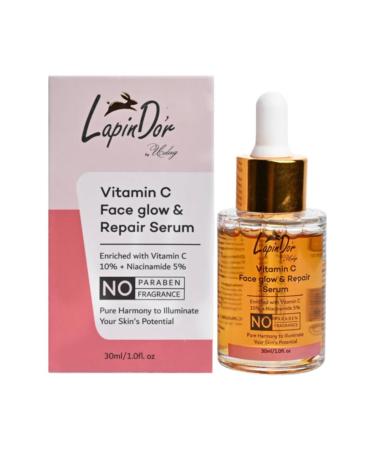 LapinD'or Vitamin C Face Glow and Repair Serum (30ml) | Vitamin C 10% Niacinamide 5% | Glowing Skin Skin repair | Pigmentation & Dark Spot Removal | All Skin Types Serum for Women & Men