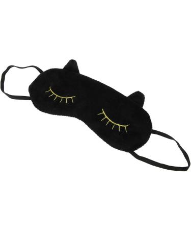 Cat Cartoon Eye Cover Sleeping Mask - Soft Cotton Blindfold for Light Blocking and Puffy Reduction Black - Buy Online on GoSupps.com