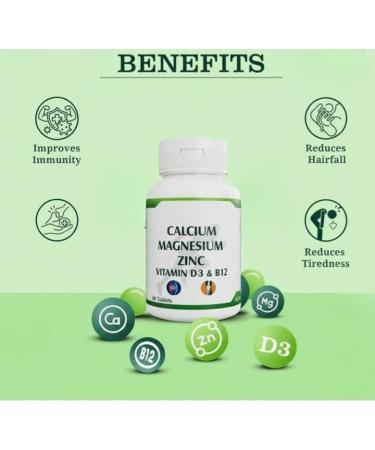 Calcium Supplement 1 000 mg with Vitamin D Magnesium Zinc & Vitamin B 12 for Men & Women/for Immunity & Joint Support - 60 Tablets - Buy Online on GoSupps.com