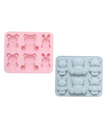 Zerodeko 2pcs Cake Mold Keychain Silicone Molds Ice Cube Candy Muffin Top Pans for Baking Resin Molds Silicone Molds for Candles Candle Molds Rabbits Bunny Chocolate Mold Cartoon Silica Gel 15.9X14.1CM