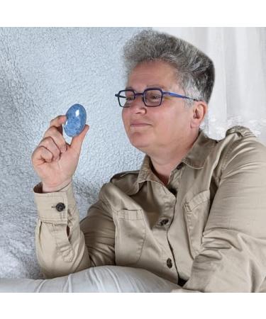 Buy Eusice Blue Calcite Natural Healing Stone - Handmade Ethical 100g for Wellness Meditation & Yoga - Relaxation & Anti-Stress - Buy Online on GoSupps.com