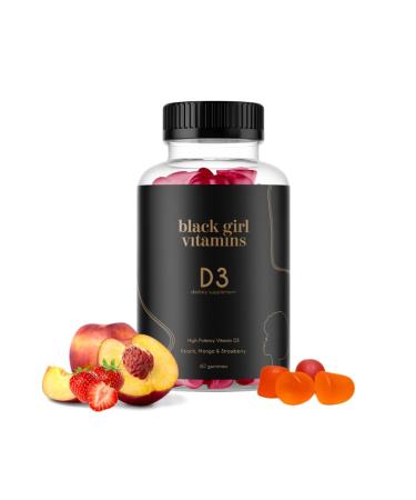 Black Girl Vitamins - Vitamin D3 Gummies for Immune Energy and Bone Support 2000IU (50mcg) Vitamin D per Serving Gluten-Free Vitamin D Gummies 30 Day Supply