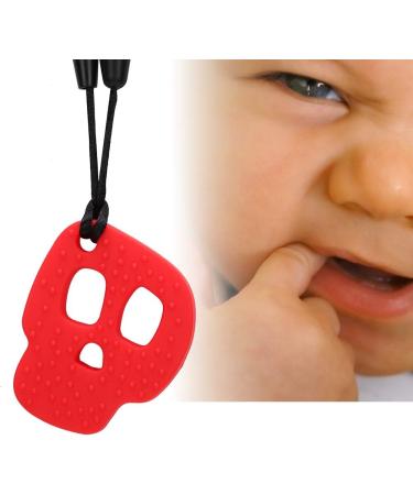 Shop Durable Chewing Teething Necklace - Red Skull Teething Ring | Anxiety-Reducing Toy for Babies | Fast International Shipping - Buy Online on GoSupps.com