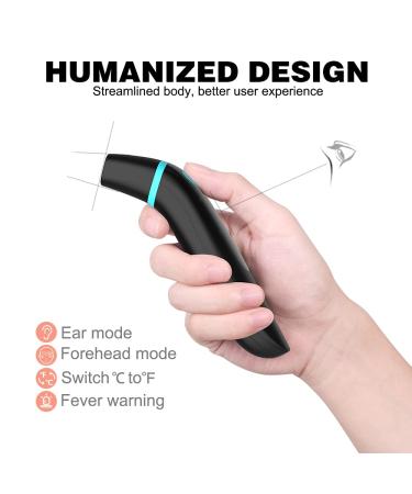 Forehead and Ear Thermometer for Adults and Kids - No Touch Digital Thermometer with Fever Alarm - Fast, Reliable, and Accurate - Black - Buy Online on GoSupps.com