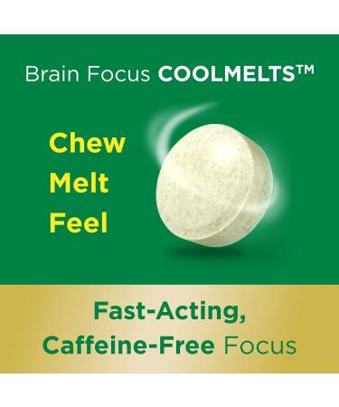 Nature's Bounty Brain Focus Nootropic Supplement | Supports Focus & Attention | Caffeine-Free with Cognizin Citicoline & L-Theanine | CoolMelt Chewable Tablets - 30 Count - Buy Online on GoSupps.com