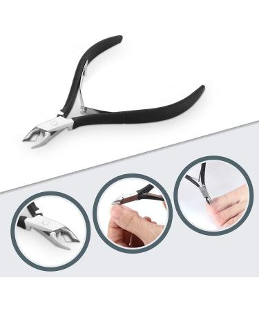 Professional Grade Stainless Steel Cuticle Nipper with Pusher - Durable Manicure Tool (Black) - Buy Online on GoSupps.com