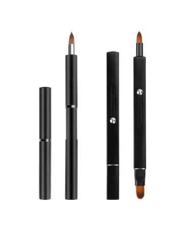 Arqumi 2 Pack Lip Applicator for Makeup Dual-ended Lip Brush with Protective Lid Single-ended Lip Brush Retractable Lipstick Applicator for Lip Gloss Lip Mask Eyeshadow Lip Cream Black black+black