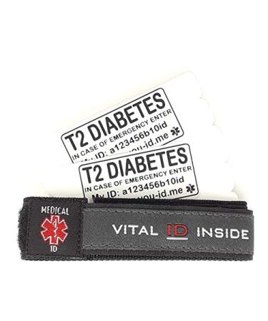 Diabetes bracelets type 2 Diabetic bracelet type 2 Diabetic kit bag essential Diabetes ID Bracelets Diabetic wristbands type 2 for FAST Awareness Medical ID for Men Women Child Adult Teen Charcoal