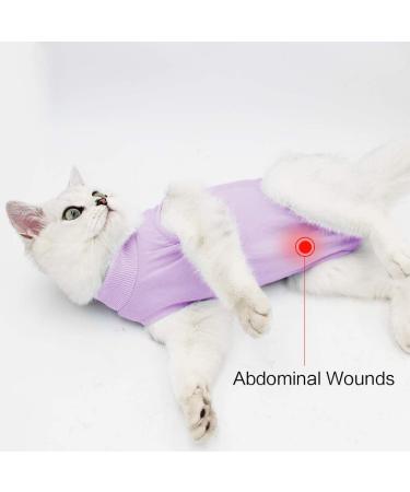 Lianzimau Katzenbody for Post-Op Cats | Anti-Licking Soft Indoor Clothing | E-Neck Band Alternative for Cats & Dogs | Size S - Purple - Buy Online on GoSupps.com