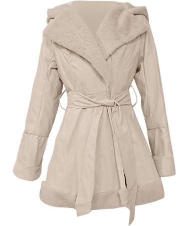 Elegant Women's Winter Down Jacket with Fur Collar | Quilted Coat & Long Vest | XL Beige Outwear - Buy Online on GoSupps.com